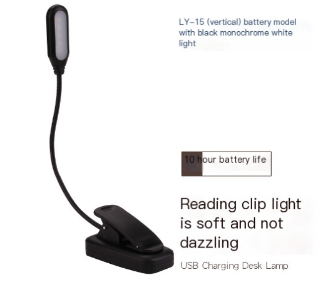 Lámpara de escritorio LED de 5W con pinza ajustable para estudiantes.