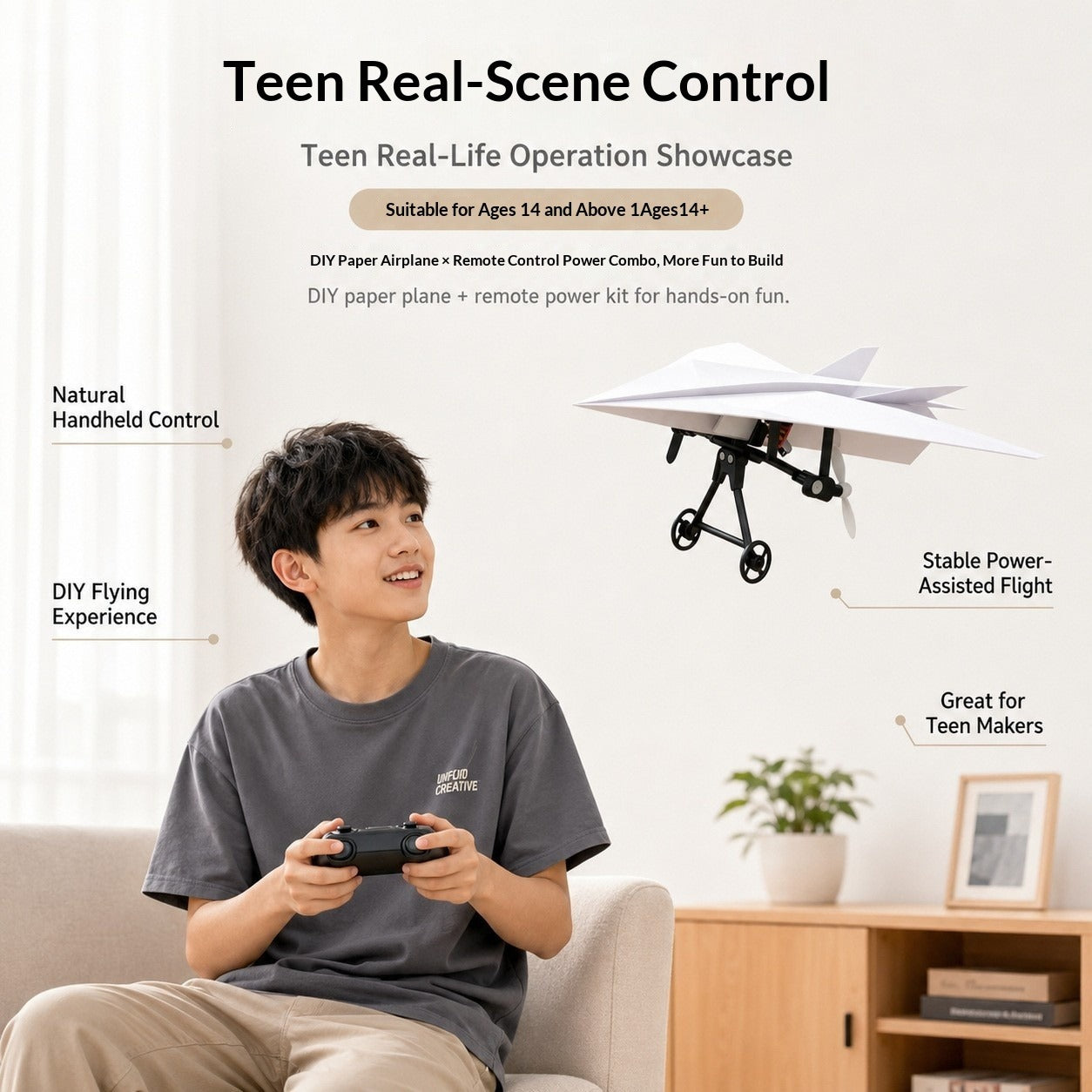 Modelo de Avión de Papel Controlado a Distancia DIY