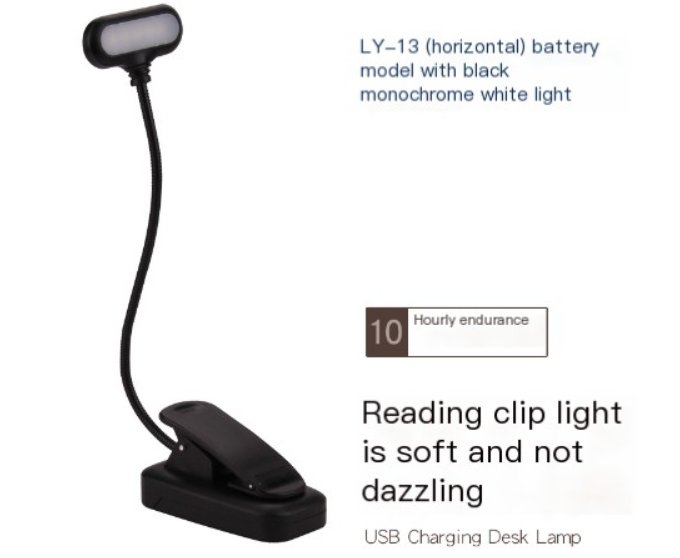 Lámpara de escritorio LED de 5W con pinza ajustable para estudiantes.