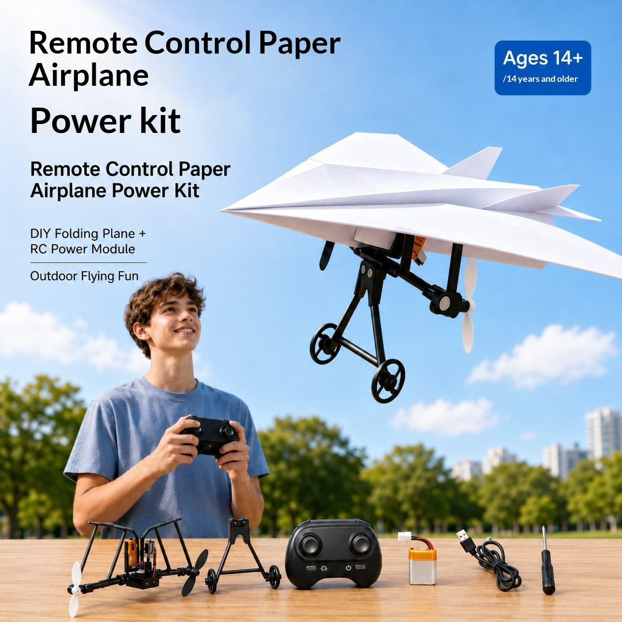 Modelo de Avión de Papel Controlado a Distancia DIY